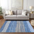 9' X 12' Navy Blue And Gray Striped Washable Indoor Outdoor Area Rug