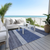 8' X 10' Navy Blue Sky Blue And Charcoal Abstract Washable Indoor Outdoor Area Rug