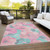 9' X 12' Pink And Mauve Floral Washable Indoor Outdoor Area Rug