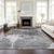 10' X 14' Gray Charcoal And Silver Abstract Washable Indoor Outdoor Area Rug