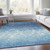 9' X 12' Denim Blue And Ivory Damask Washable Indoor Outdoor Area Rug - Denim Blue, Ivory