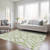 9' X 12' Artichoke Green And Beige Floral Washable Indoor Outdoor Area Rug