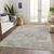 10' X 14' Ivory Brown And Gray Damask Washable Indoor Outdoor Area Rug