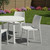 Set of Four White Heavy Duty Plastic Outdoor Stacking Dining Chairs