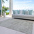 10' X 14' Pewter And Beige Floral Washable Indoor Outdoor Area Rug