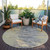 8' Pewter Silver And Gray Round Abstract Washable Indoor Outdoor Area Rug