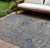 10' X 14' Silver Blue And Brown Abstract Washable Indoor Outdoor Area Rug