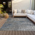10' X 14' Silver Blue And Brown Abstract Washable Indoor Outdoor Area Rug
