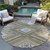 8' Beige Gray And Ivory Round Tribal Washable Indoor Outdoor Area Rug