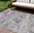 9' X 12' Lavender And Purple Striped Washable Indoor Outdoor Area Rug