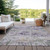 9' X 12' Lavender And Purple Striped Washable Indoor Outdoor Area Rug