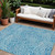 10' X 14' Teal Blue And Ivory Abstract Washable Indoor Outdoor Area Rug Transitional Style - Teal Blue, Ivory Color