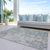 8' X 10' Green Blue And Gray Oriental Washable Indoor Outdoor Area Rug