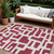 10' X 14' Red And Ivory Abstract Washable Indoor Outdoor Area Rug - Red, Ivory