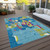 9' X 12' Aqua Green And Pink Abstract Washable Indoor Outdoor Area Rug