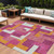 10' X 14' Pink Ivory And Orange Geometric Washable Indoor Outdoor Area Rug
