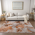 8' X 10' Orange and Ivory Abstract Washable Indoor Outdoor Area Rug