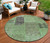 8' Green And Olive Green Round Patchwork Washable Indoor Outdoor Area Rug