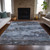 8' X 10' Blue And Charcoal Abstract Washable Indoor Outdoor Area Rug - Blue, Charcoal