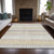 10' X 14' Ivory And Beige Striped Washable Indoor Outdoor Area Rug - Ivory, Beige