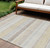 10' X 14' Ivory And Beige Striped Washable Indoor Outdoor Area Rug - Ivory, Beige