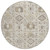 8' Linen And Ivory Round Floral Medallion Washable Indoor Outdoor Area Rug