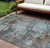 8' X 10' Brown And Blue Abstract Washable Indoor Outdoor Area Rug - Brown, Blue