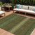 9' X 12' Olive Green And Dark Green Striped Washable Indoor Outdoor Area Rug
