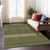 9' X 12' Olive Green And Dark Green Striped Washable Indoor Outdoor Area Rug