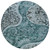 8' Teal Blue And Dark Green Round Floral Medallion Washable Indoor Outdoor Area Rug