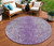 8' Plum Purple And Silver Round Oriental Washable Indoor Outdoor Area Rug