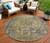 8' Artichoke Green And Denim Blue Round Medallion Washable Indoor Outdoor Area Rug