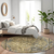 8' Artichoke Green And Denim Blue Round Medallion Washable Indoor Outdoor Area Rug