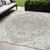 8' X 10' Ivory Beige And Gray Oriental Washable Indoor Outdoor Area Rug