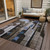 8' X 10' Brown Gray And Blue Geometric Washable Indoor Outdoor Area Rug