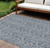 8' X 10' Denim Blue And Navy Blue Floral Washable Indoor Outdoor Area Rug