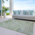 10' X 14' Mint Green And Gray Floral Washable Indoor Outdoor Area Rug
