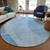 8' Denim Blue And Sky Blue Round Abstract Washable Indoor Outdoor Area Rug - 608219199289