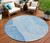 8' Denim Blue And Sky Blue Round Abstract Washable Indoor Outdoor Area Rug - 608219199289