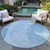 8' Denim Blue And Sky Blue Round Abstract Washable Indoor Outdoor Area Rug - 608219199289