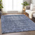 8' X 10' Navy Blue Oriental Washable Indoor Outdoor Area Rug