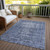 8' X 10' Navy Blue Oriental Washable Indoor Outdoor Area Rug
