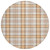 8' Peach And Beige Round Plaid Washable Indoor Outdoor Area Rug