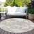 8' Taupe And Brown Round Abstract Washable Indoor Outdoor Area Rug