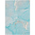 10' X 14' Teal Abstract Washable Non Skid Indoor Outdoor Area Rug Transitional Style - Teal Blue Color