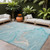 10' X 14' Teal Abstract Washable Non Skid Indoor Outdoor Area Rug Transitional Style - Teal Blue Color
