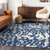 9' X 12' Navy Blue Gray And Ivory Animal Print Washable Indoor Outdoor Area Rug