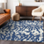 9' X 12' Navy Blue Gray And Ivory Animal Print Washable Indoor Outdoor Area Rug