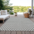 8' X 10' Ivory And Black Floral Washable Indoor Outdoor Area Rug