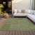 8' X 10' Olive Green And Beige Geometric Washable Indoor Outdoor Area Rug